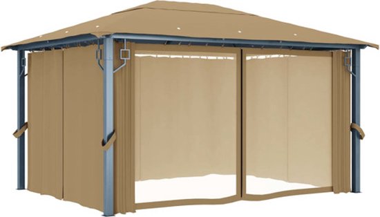vidaXL Tonnelle avec rideau 400x300 cm Aluminium Taupe