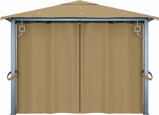 vidaXL Tonnelle avec rideau 400x300 cm Aluminium Taupe