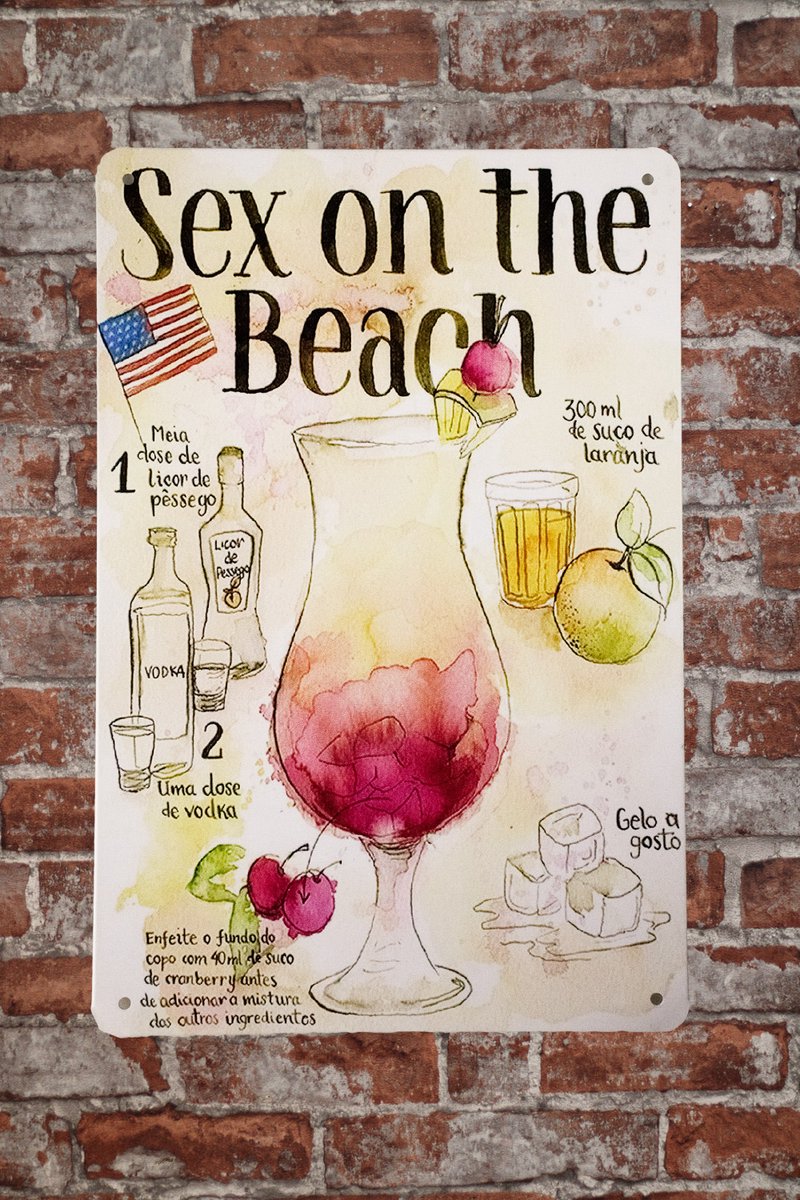 Wandbord Sex On The Beach Metalen Wandbord Cocktail Mancave Decoratie Metal 3356