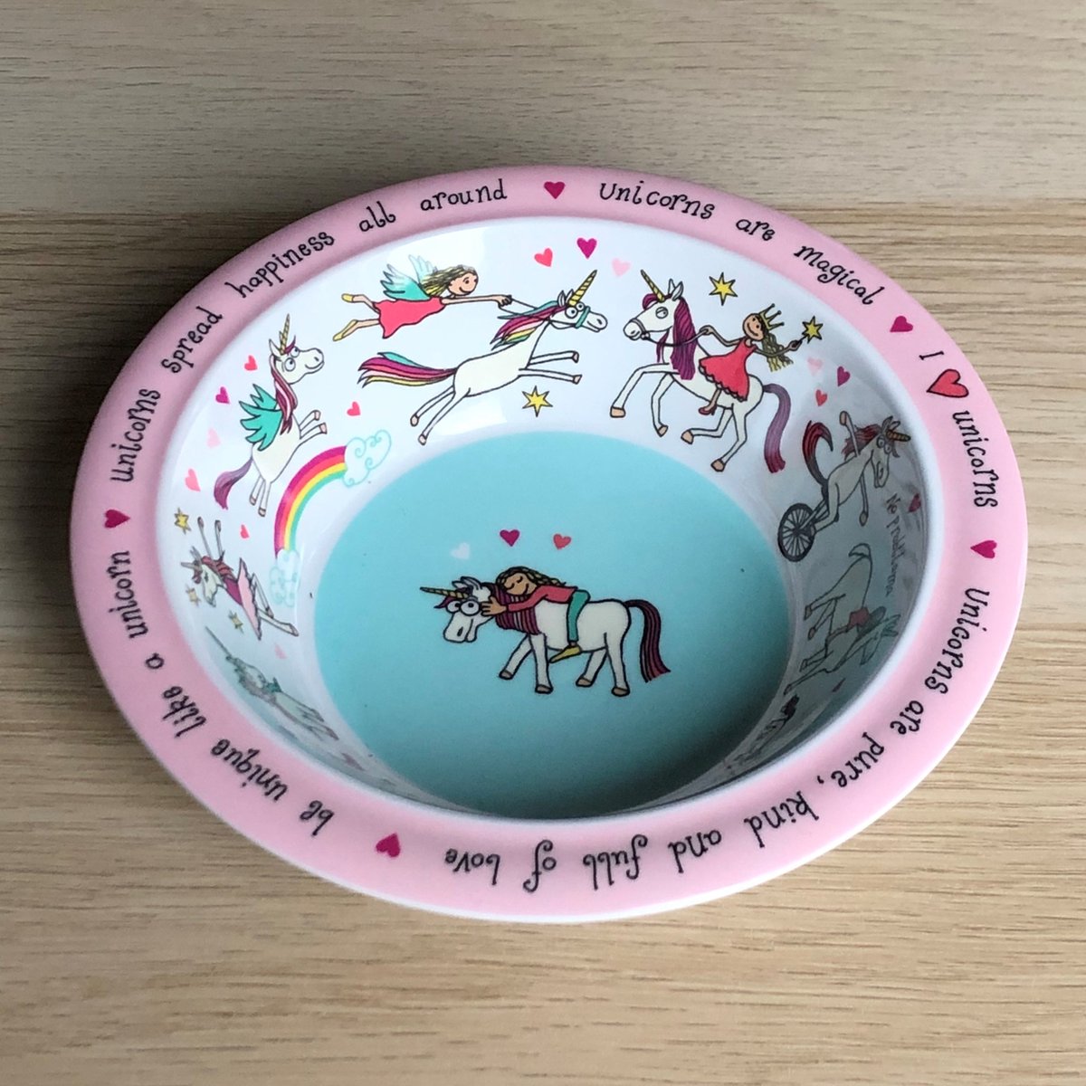 Eenhoorn kinder melamine kom / schaal - Tyrrell Katz
