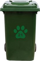 Kliko Sticker / Vuilnisbak Sticker - Hondenpoot - Nummer 21 - 18x16,5 - Groen