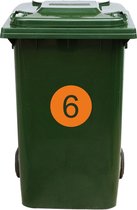 Kliko Sticker / Vuilnisbak Sticker - Nummer 6 - 17 x 17 - Oranje