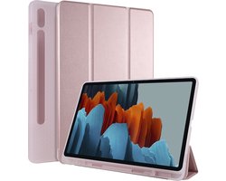 Hoesje geschikt voor Samsung Galaxy Tab S7 Plus 12.4 inch SM-T970 Tab S7+ Tablet Hoes Tri Fold Case Smart Cover