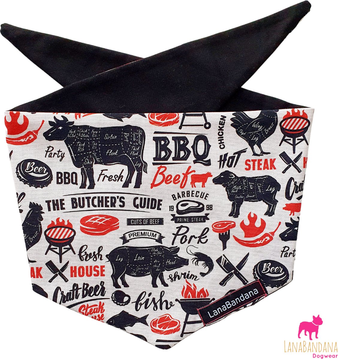 Hondenbandana | Knoopbandana | BBQ | BBQ Time maat S