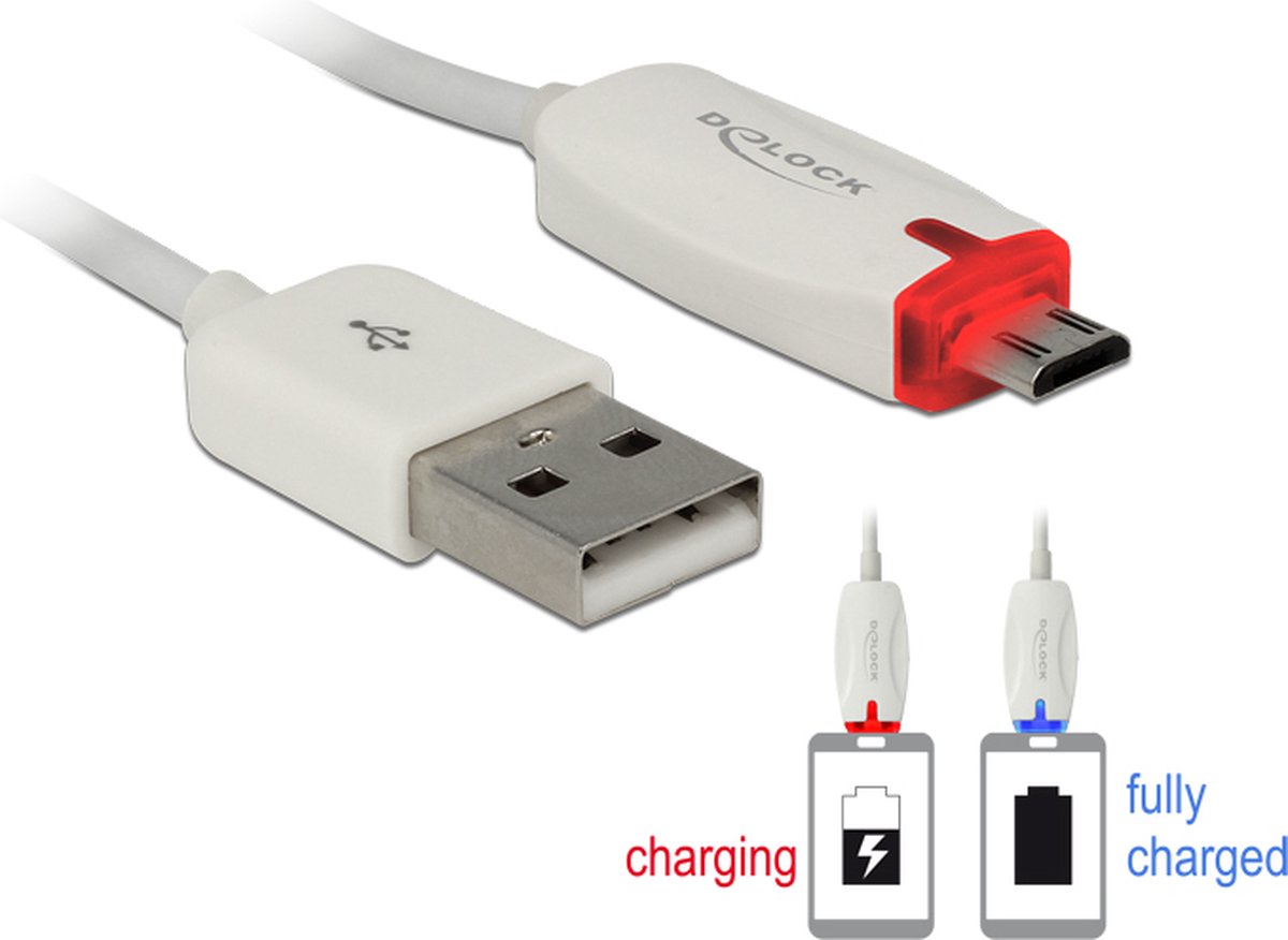 Delock - USB 2.0 A Male naar USB 2.0 Micro Male - 1 m