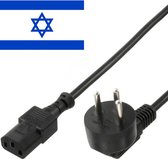 Apparaatsnoer met rechte C13 plug en haakse type H stekker (Israël) - 3x 0,75mm / zwart - 1,8 meter