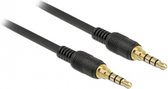 3,5mm Jack 4-polig audio/video slim kabel met extra ruimte AWG24 / zwart - 5 meter