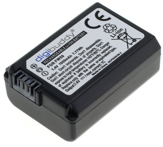Sony NP-FW50 accu 1050mAh Li-Ion batterij voor Alpha 33-7, A3000-6300, NEX-3-7, RX10, Hasselblad Lunar