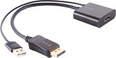 HDMI (v) naar DisplayPort (m) actieve adapter - HDMI 1.4 / DP 1.2 (4K 30Hz) - voeding via USB-A (m) / zwart - 0,30 meter