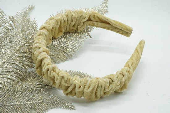 Kerst Glitter haarband – Fluweel glitter - glitter Velvet - Kleur goud – Kerst haarband – kerst accessoire - Haarstrik - Bows and Flowers