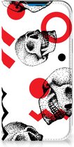Bookstyle Case iPhone 14 Pro Smart Cover Skull Red