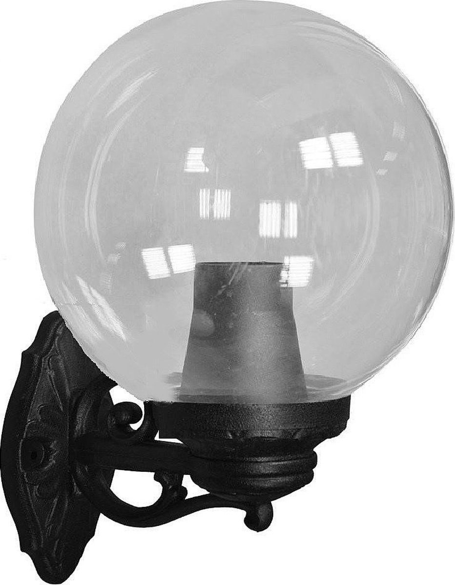 Fumagalli Globe 300 Bisso - Tuinverlichting - Wandlamp - Zwart - Helder Glas - LED Lamp