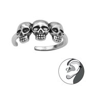 Zilveren skull ear cuff | doodskop oorklem dames zilver | Zilverana | Sterling 925 Silver