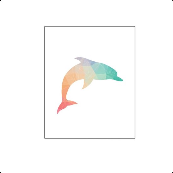 PosterDump - Geometrisch gekleurde dolfijn - Baby / kinderkamer poster - Dieren poster - 50x40cm