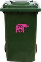 Kliko Sticker / Vuilnisbak Sticker - Olifant - Nummer 70 - 14x23 - Roze