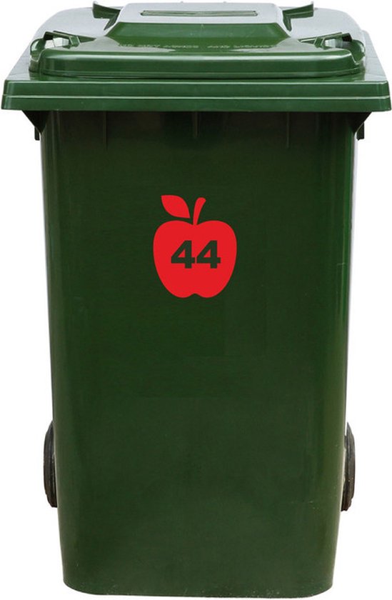 Autocollant Kliko / Autocollant poubelle - Pomme - Numéro 44 - 16,5x20 - Rouge
