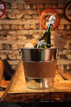 Wijnkoeler - Wijn koeler - RVS - Zilver - Leer - Champagne koeler - Cave & Garden - Robuust - Cooler - Koeler - Wine - Wijn - Luxe wijn koeler - Wijnemmer - 20cm