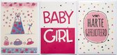 3 Wenskaarten - BABY GIRL + Blanco Kaart Tasje + Van Harte Gefeliciteerd - 12 x 17 cm – GEB-306