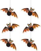 2x stuks halloween hangende vleermuizen decoratie zwart/oranje 70 cm brandvertragend papier