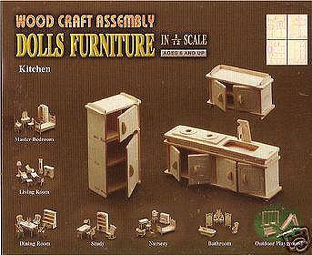 Poppenhuismeubels Keuken- houten bouwpakket