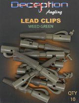Lead Clips with tails and pins (10 per pack) - WEED GREEN