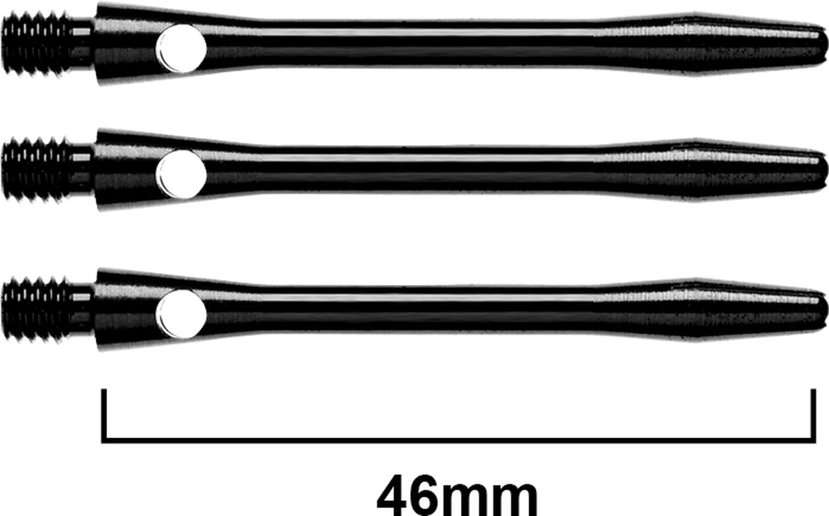 RED DRAGON - Anodised Aluminum Medium zwart Dartschahten - 4 sets per pakket (12 stengels in totaal)