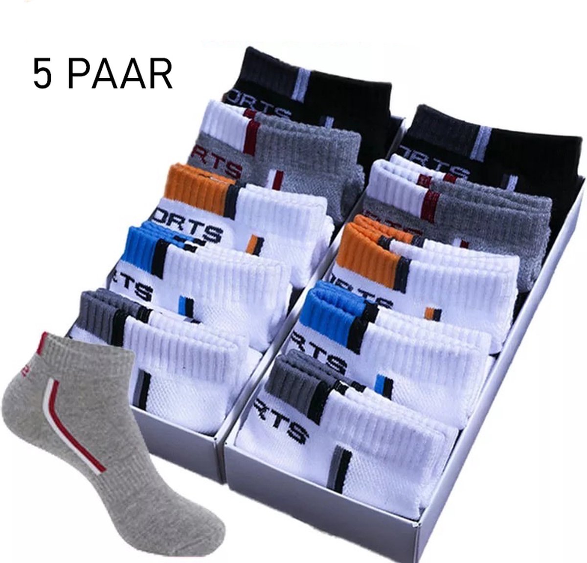 Lage sportsokken - 5 Pack - Super Ademend - Maat 40-44 - Unisex - Comfortabele enkelsokken voor man en vrouw - Sokken met Mesh