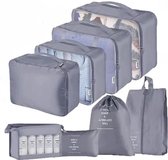 TRAVEL Packing Cubes Set 8-delig - Kleding organizer set voor koffer en backpack - Bagage organizers - Grijs