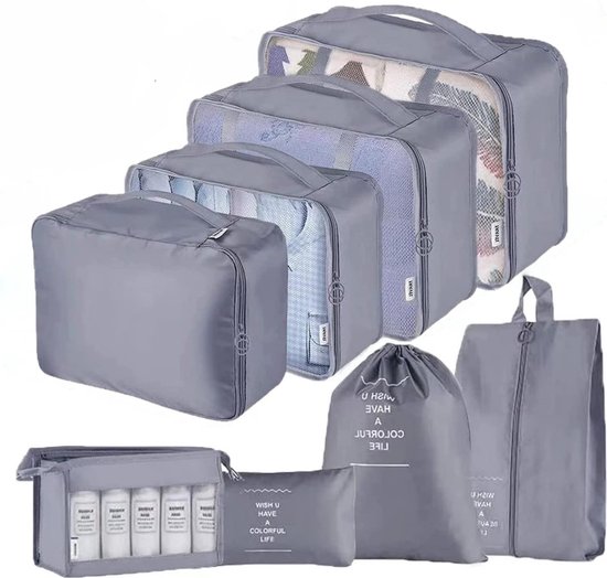 TRAVEL Packing Cubes Set 8-delig - Kleding organizer set voor koffer en  backpack -... | bol.com