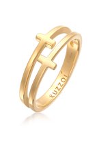 KUZZOI - Ring - Heren kruis Dubbel Modern in 925 Sterling Zilver - Dames
