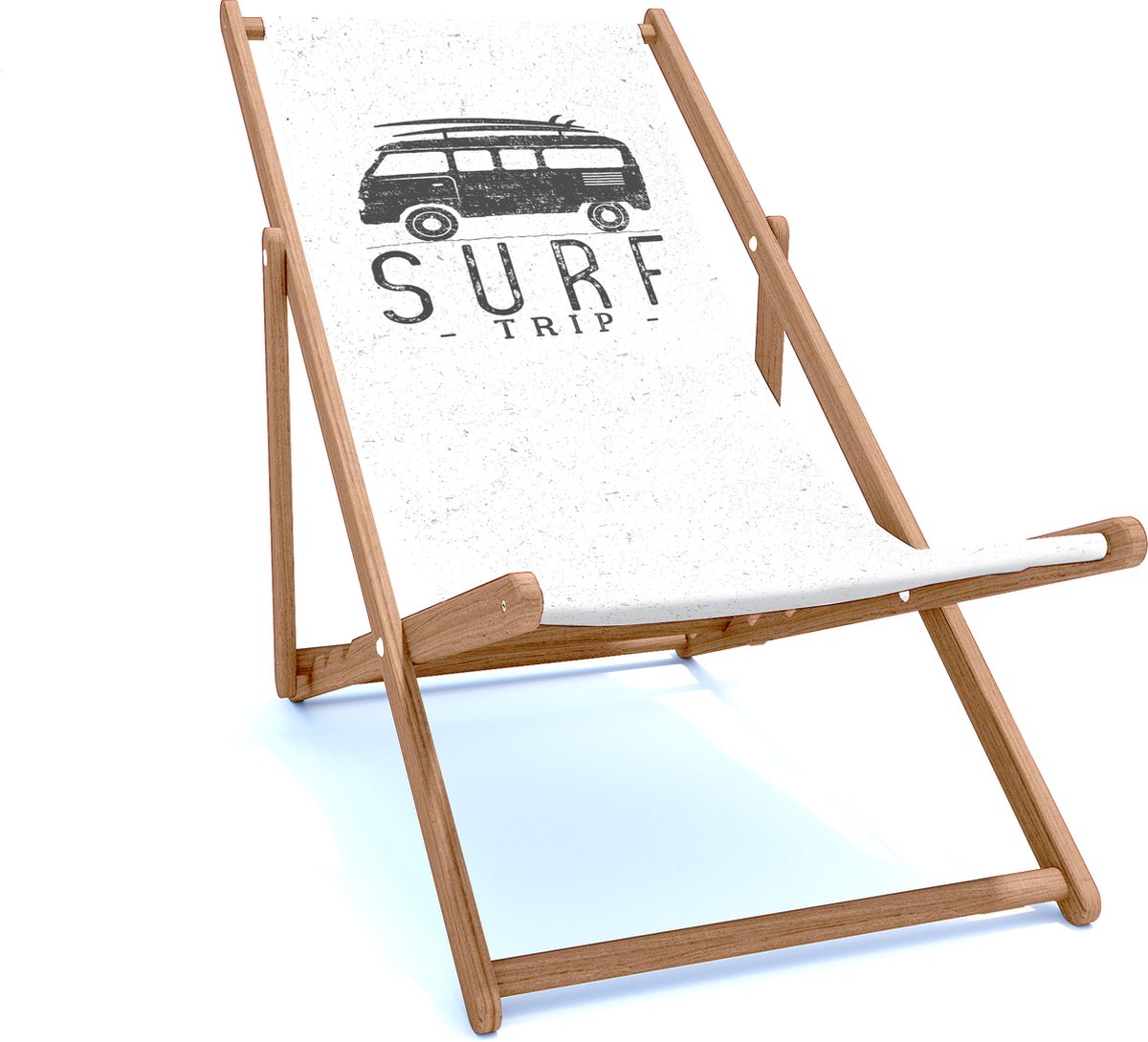 Holtaz Strandstoel Hout Inklapbaar Comfortabele Zonnebed Ligbed met verstelbare Lighoogte houten frame met stoffen Surfing