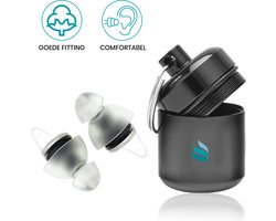 TibaGoods Oordoppen - Gehoorbescherming - 21 dB - Incl. opbergdoosje - Transparant - Muziek festival - Concert - Uitgaan - Zwemmen - Studeren of werken