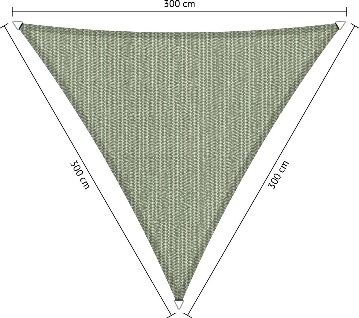 Shadow Comfort® Gelijkzijdige driehoek schaduwdoek - UV Bestendig - Zonnedoek - 300 x 300 x 300 CM - Moonstone Green