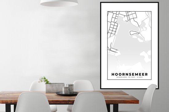 Fotolijst incl. Poster - Groningen - Plattegrond - Stadskaart - Kaart - Hoornsemeer - 80x120 cm - Posterlijst