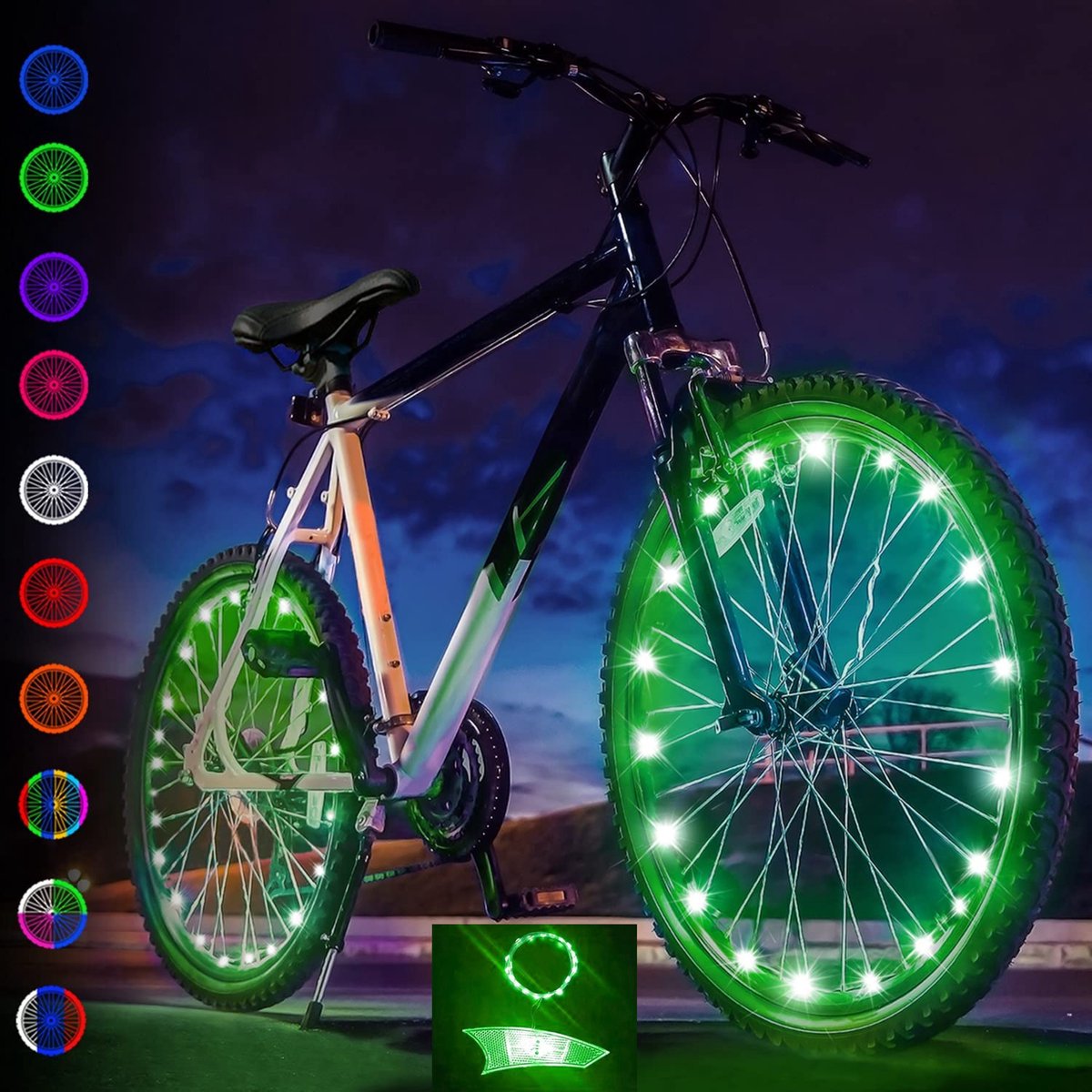 BOTC LED Spoke Lights - Lumière de Vélo - Guirlande Lumineuse Roue de Vélo  - 20 Leds 