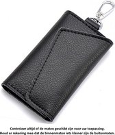 Zwart Leren sleutel etui met sleutelring - Echt Lederen beschermhoes - Key Wallet - Portemonnee - Black
