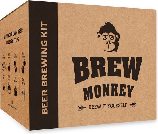 Brew Monkey Basis Weizen - Bierbrouwpakket - Zelf Bier Brouwen Bierpakket - Startpakket - Gadgets Mannen - Cadeau - Cadeau voor Mannen en Vrouwen - Bier - Verjaardag - Cadeau voor man - Verjaardag Cadeau Mannen - Brew Monkey