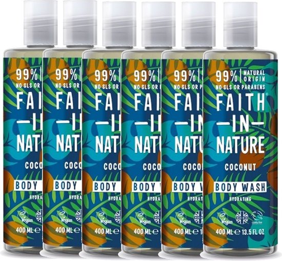 FAITH IN NATURE Body Wash Coconut 6 pak Voordeelverpakking