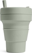Stojo - Biggie Cup - Koffie / Theebeker - 470 ml - Herbruikbaar - Opvouwbaar - Sage