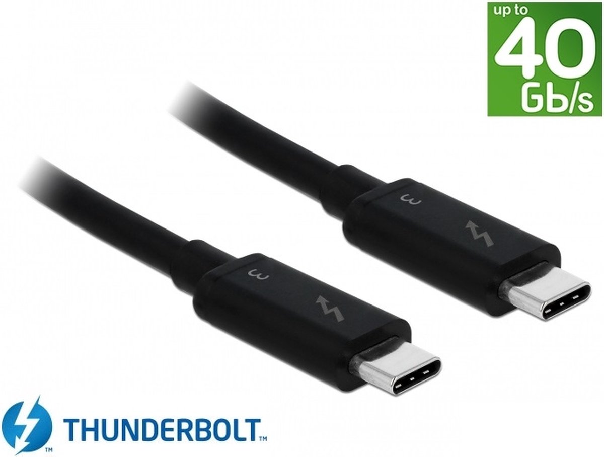 Thunderbolt 3 kabel met Cypress E-Marker chipset - 40 Gbps / zwart - 0,50 meter