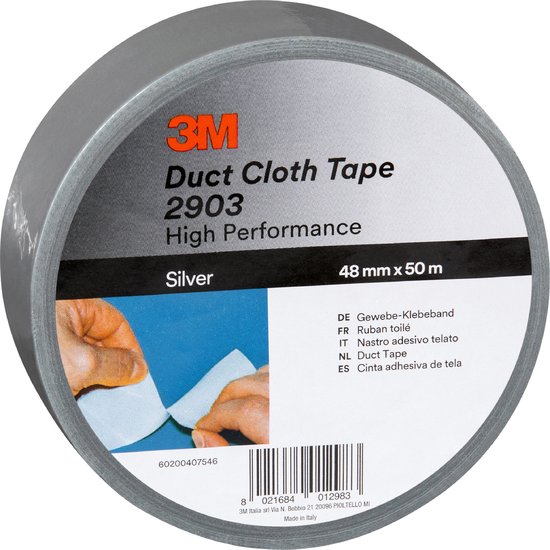 3M Duct Cloth Tape 2903 / High Performance zwart Duct tape bol