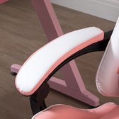 Bol.com Vinsetto Gamingstoel computerstoel met verstelbare hoofdsteun ergonomisch PVC roze + wit 921-450 aanbieding