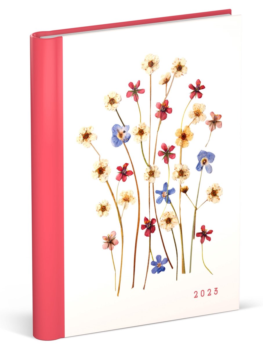 Flowers agenda 2023 - Lannoo - verborgen ringband - 1 week per 2 pagina's - 12 x 16 cm - roze