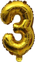 Folieballon / Cijferballon Goud - getal 3 - 41cm - ixen