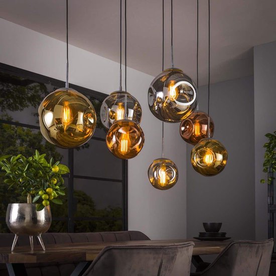 Hanglamp Stellar glas | 145 cm 7 lichts | chroom / goud koper oud zilver |... | bol.com