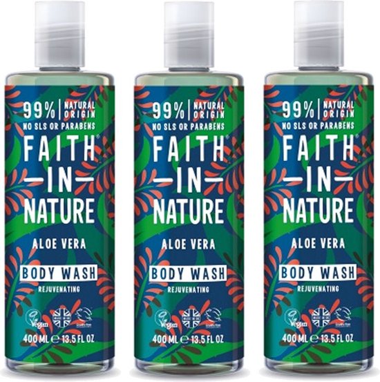FAITH IN NATURE Body Wash Aloe Vera 3 pak Verfrissend
