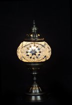 Turkse Lamp - Tafellamp - Mozaïek Lamp - Marokkaanse Lamp - Oosters Lamp - ZENIQUE - Authentiek - Handgemaakt - Wit
