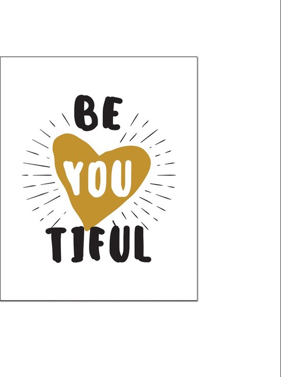 PosterDump - BeYOUtiful / beautiful teksten - Baby / kinderkamer poster - Teksten / motivatie poster - 50x40cm