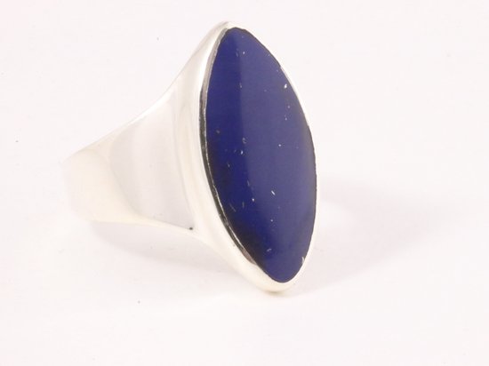 Hoogglans zilveren ring met lapis lazuli - maat 19.5