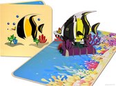 Popcards popupkaarten – Moors Idool, Schoolwimpelvis, Wimpelvis, Tropische zeevis, vriendje van Nemo in de film Finding Nemo, Aquarium, Pensioen, Verjaardag, Felicitatie pop-up kaart 3D wenskaart